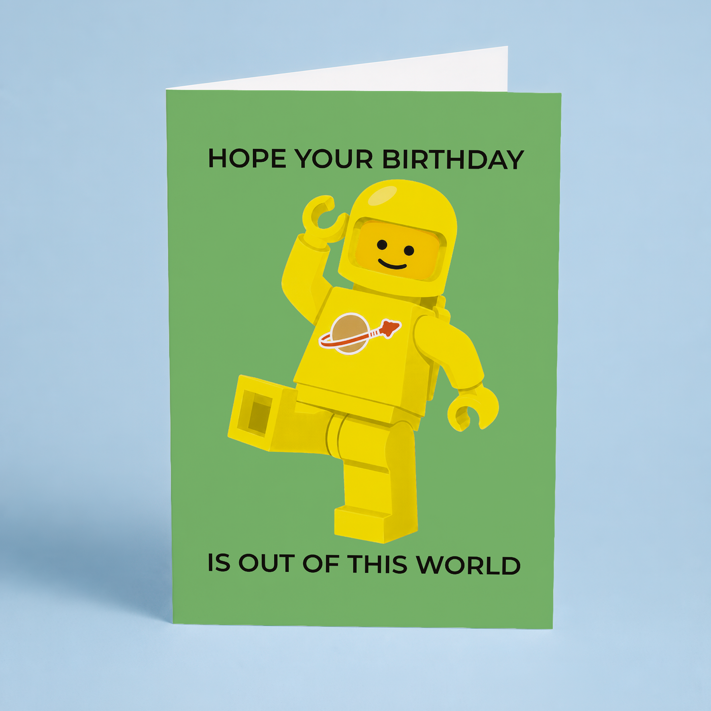 Birthday is out of this world (Yellow spaceman) - Greeting Card