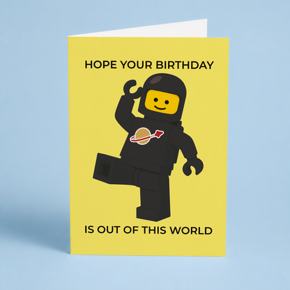 Birthday is out of this world (Black spaceman) - Greeting Card