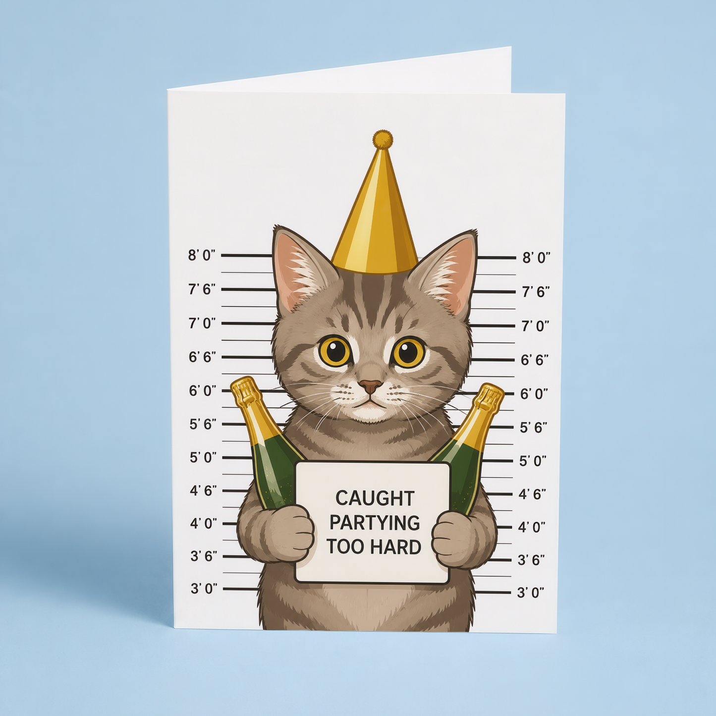 Caught partying to hard (cat) - Greeting Card