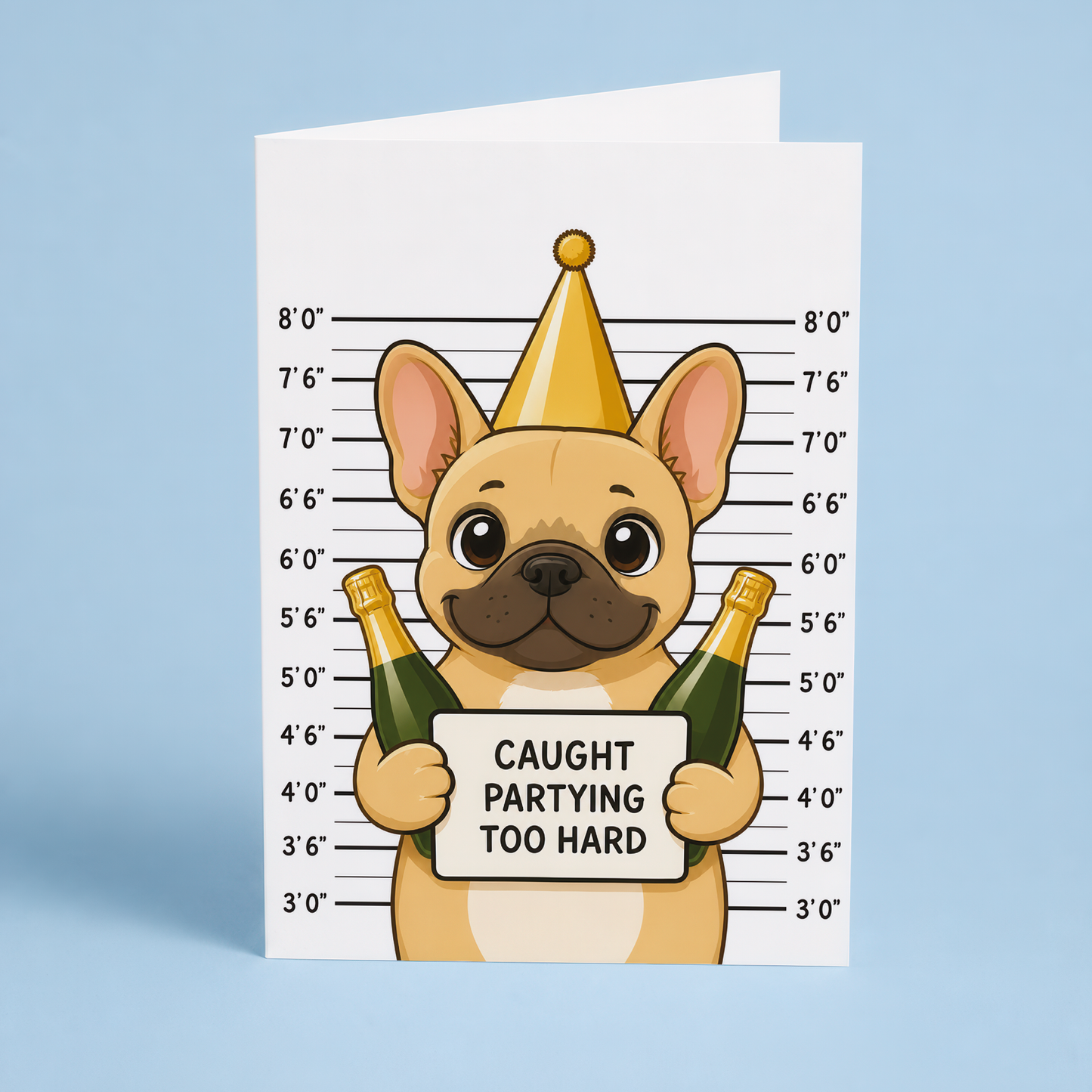 Caught partying to hard (Frenchie) - Greeting Card