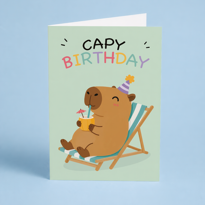 Capy birthday (Folding chair) - Greeting Card