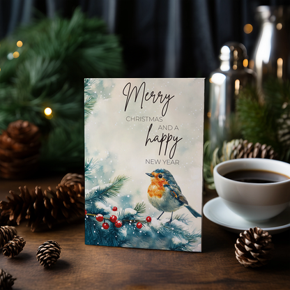 merry Christmas and a happy new year (Little bird) - Greeting Card