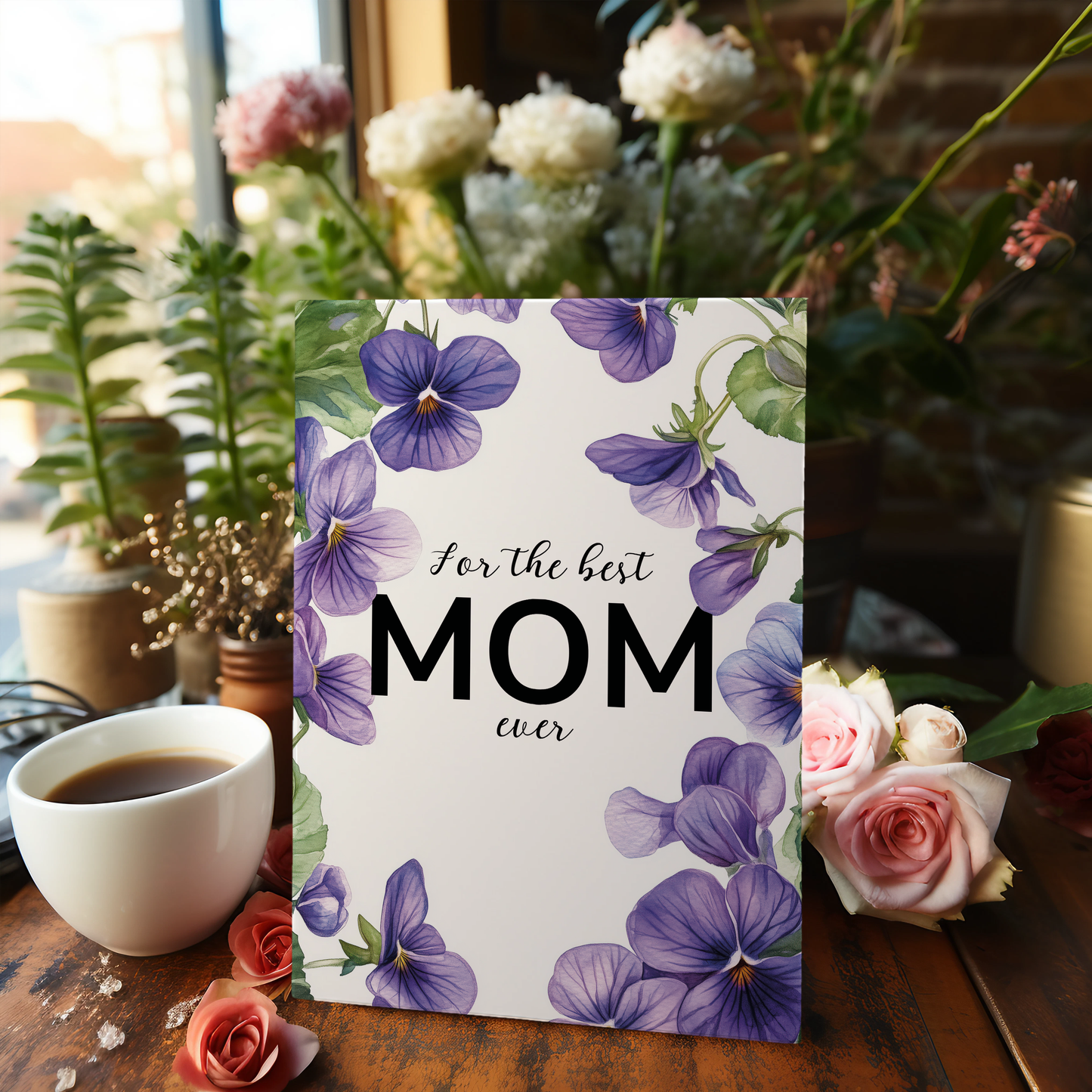 Best mom (violets) - Greeting Card