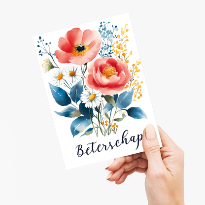Beterschap (Pink flowers) - Greeting Card