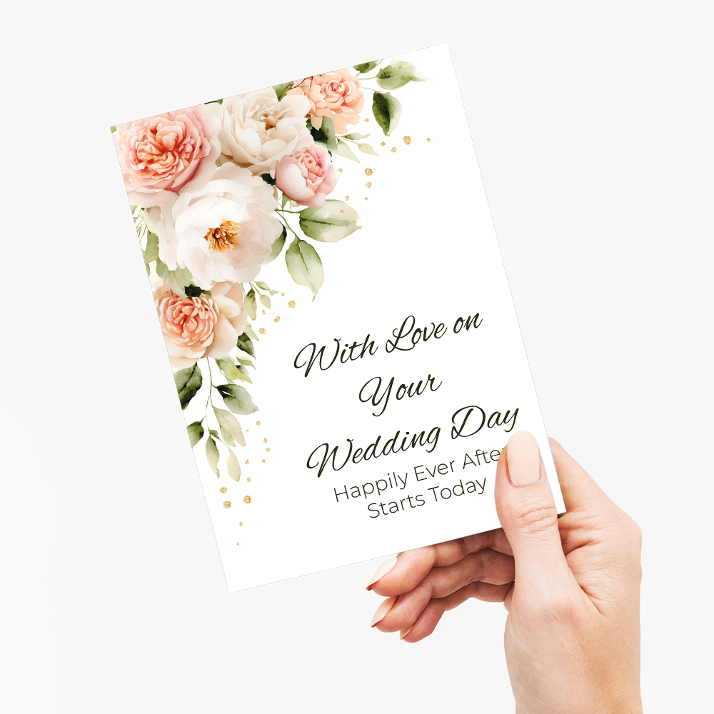 With Love (white roses) - Greeting Card
