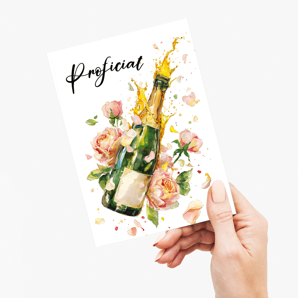 Proficiat champagne bottle - Greeting Card