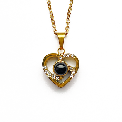 Custom heart Photo Projection Necklace
