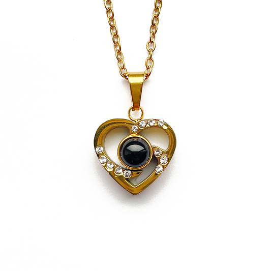 Custom heart Photo Projection Necklace