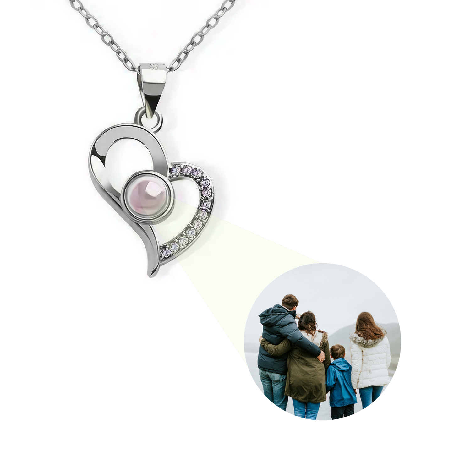 Custom heart Photo Projection Necklace