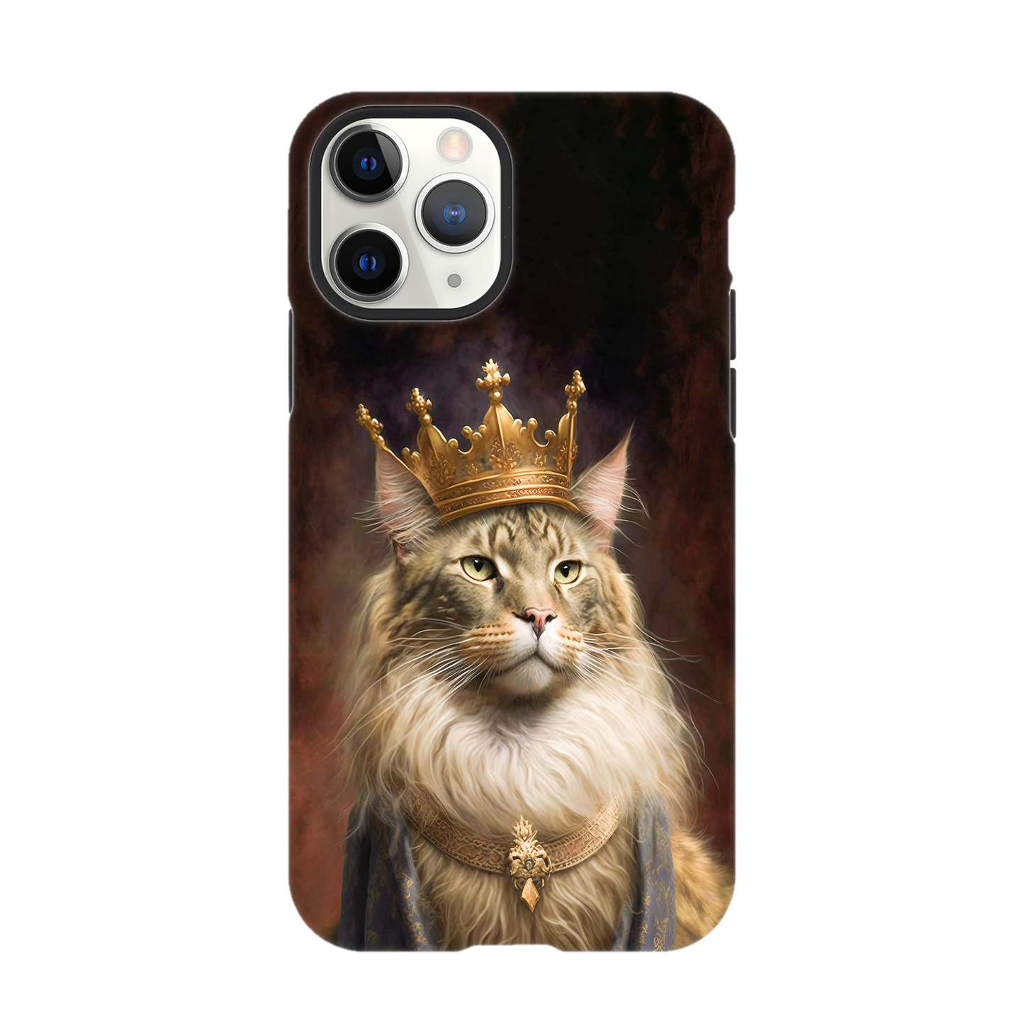 Renaissance painting of a Maine Coon with a king's crown - Phone case sturdy