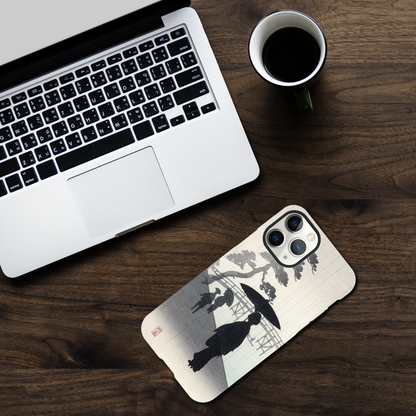 Geisha with umbrella silhouette woodblock - Phone Case Sturdy