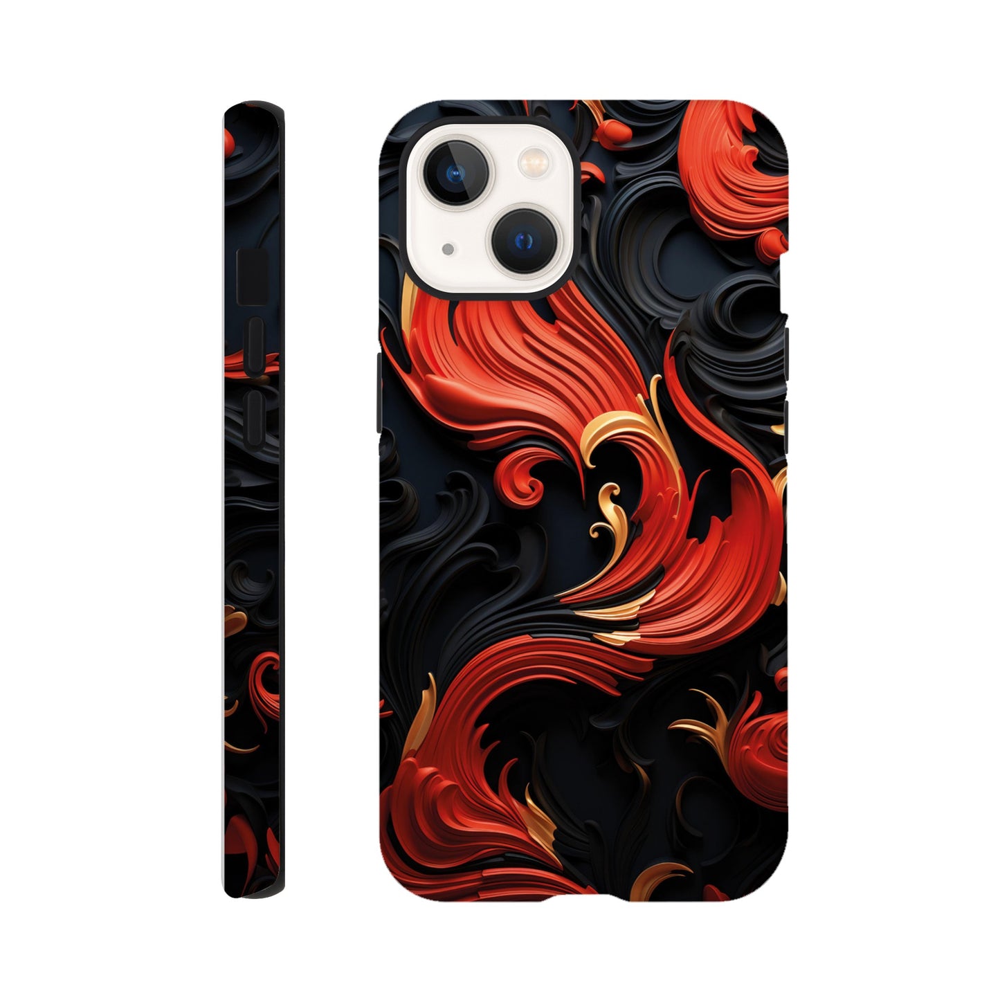 Red, Gold and black art deco pattern- Phone Case sturdy