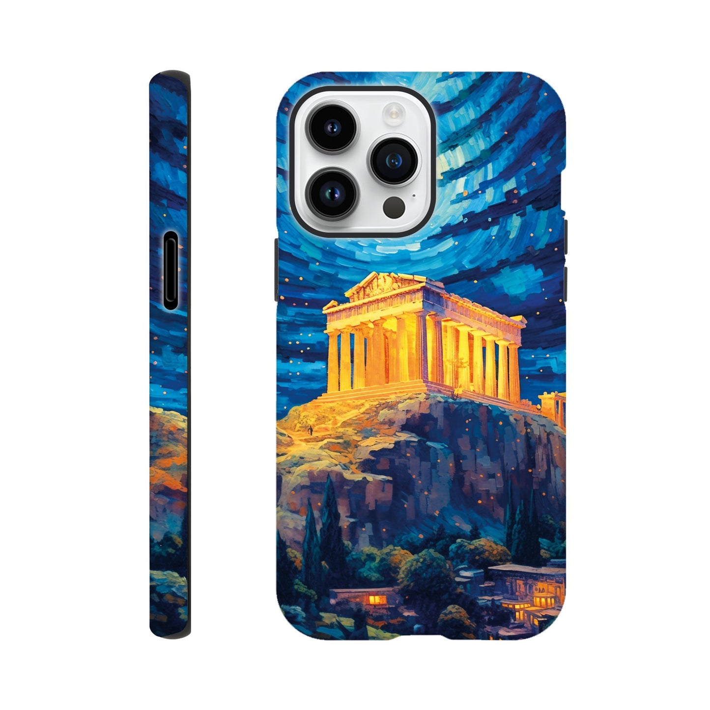 Akropolis van Athene at night in Van Gogh style - Phone case sturdy
