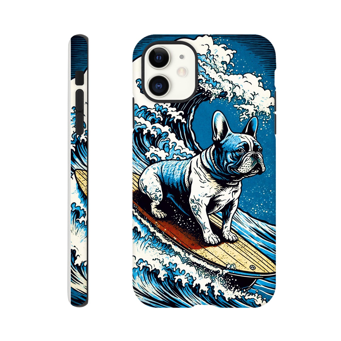 French bulldog surfing on the great wave - Phone Case Sturdy