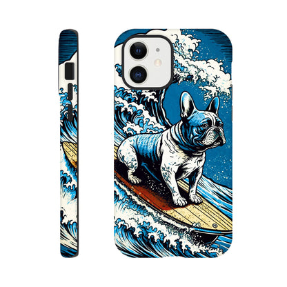 French bulldog surfing on the great wave - Phone Case Sturdy