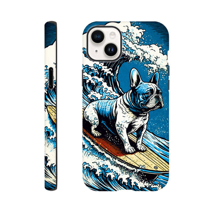 French bulldog surfing on the great wave - Phone Case Sturdy