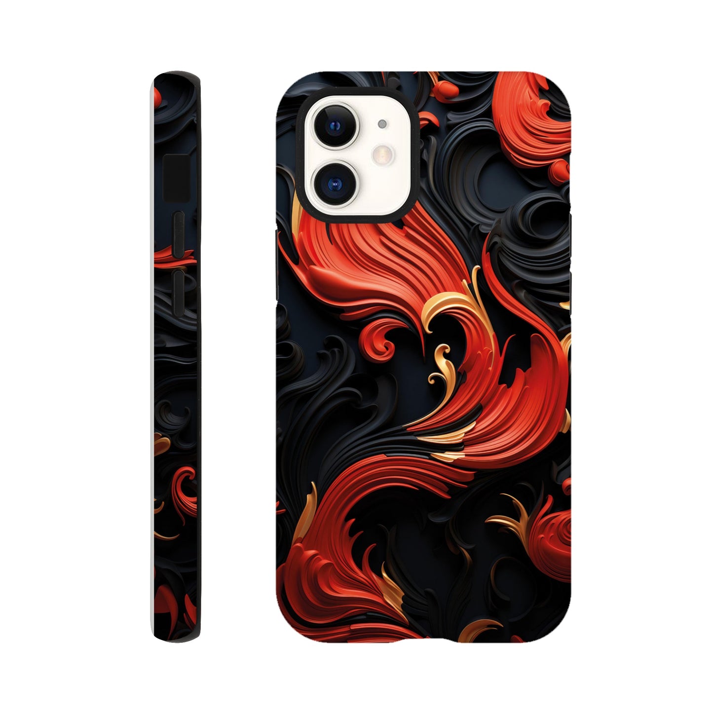 Red, Gold and black art deco pattern- Phone Case sturdy