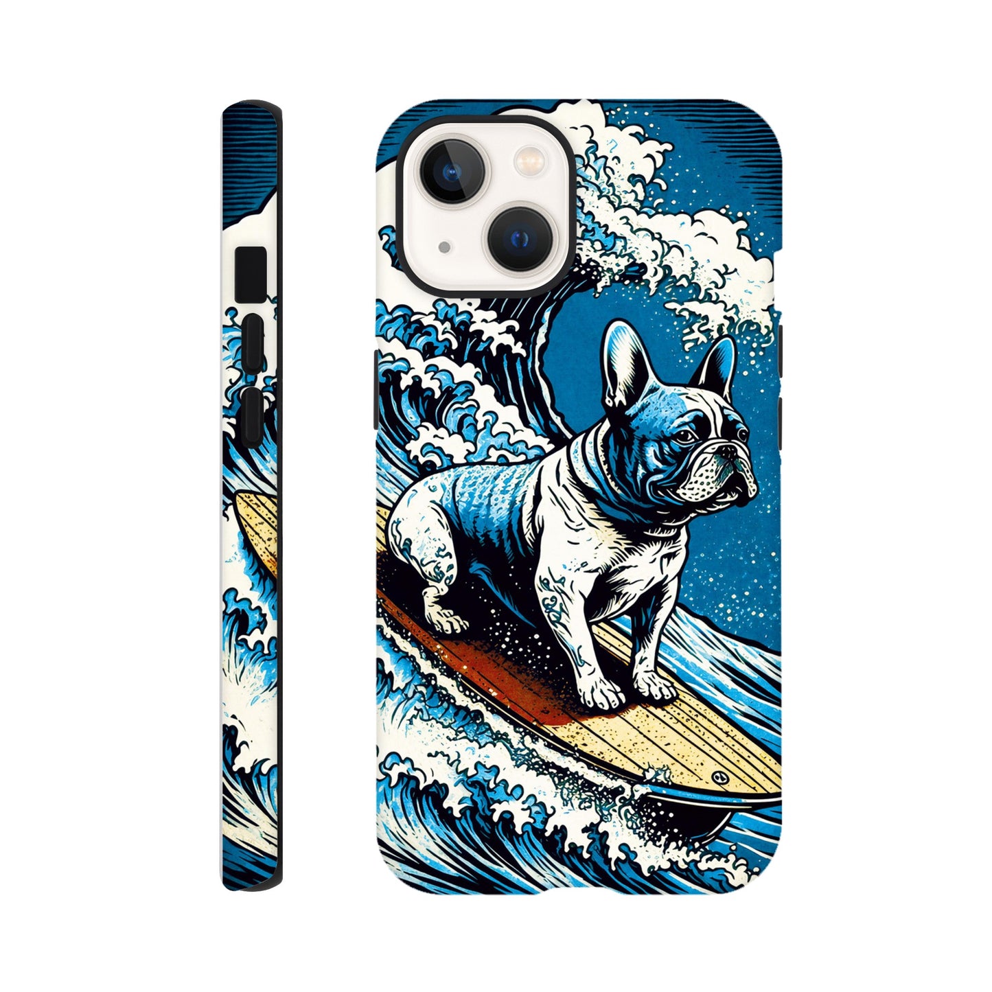 French bulldog surfing on the great wave - Phone Case Sturdy