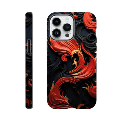 Red, Gold and black art deco pattern- Phone Case sturdy