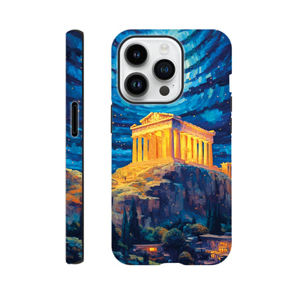 Akropolis van Athene at night in Van Gogh style - Phone case sturdy