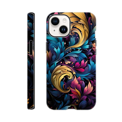 colourful leaves pattern art deco pattern- Phone Case sturdy