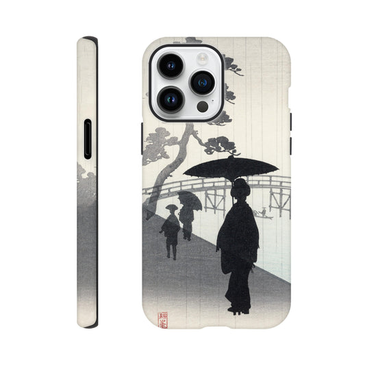 Geisha with umbrella silhouette woodblock - Phone Case Sturdy