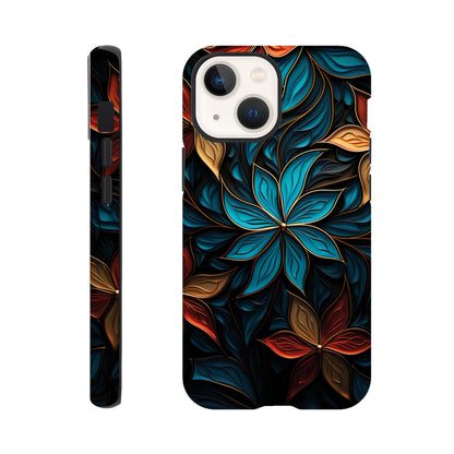 Blue and red flower art deco pattern- Phone Case sturdy