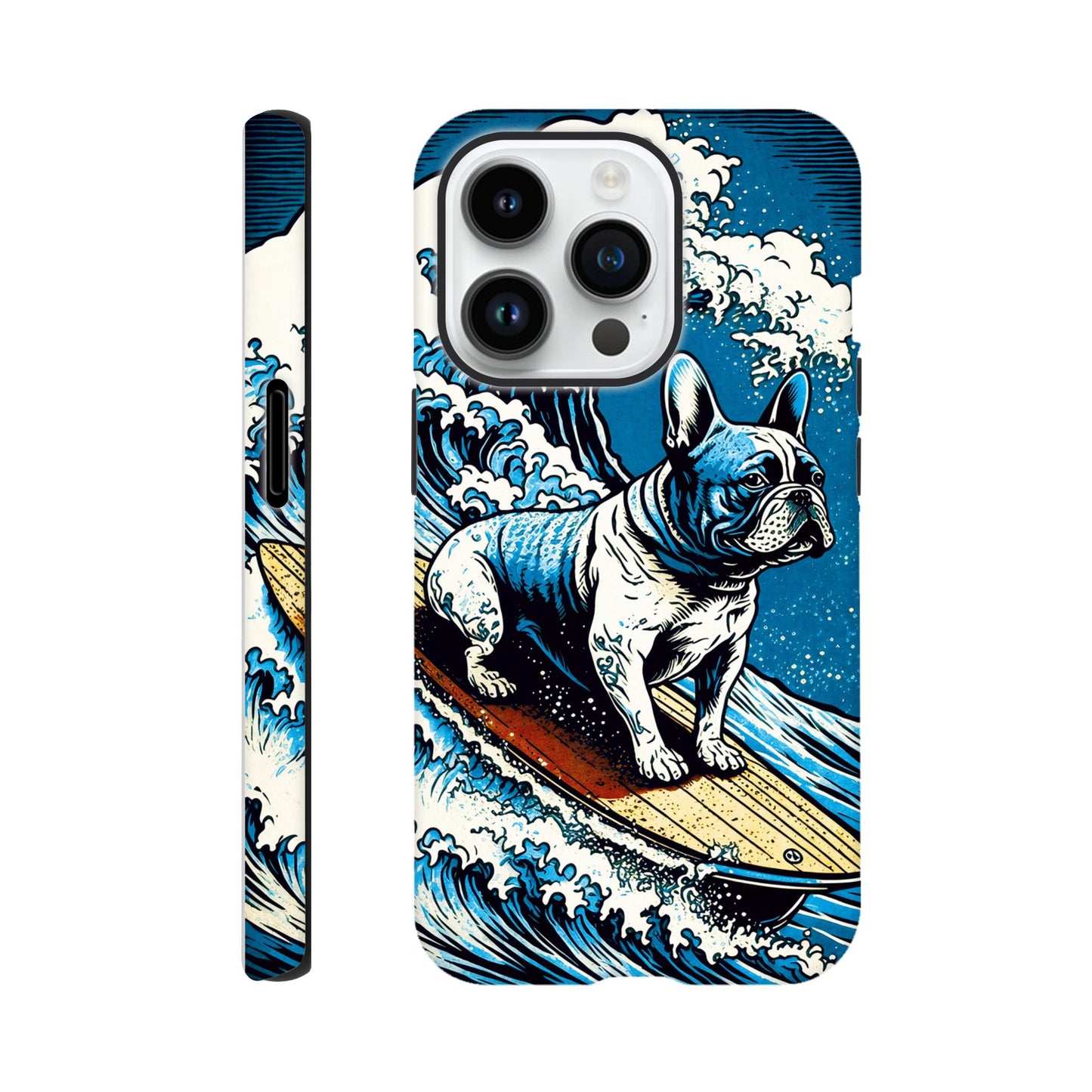 French bulldog surfing on the great wave - Phone Case Sturdy