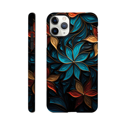 Blue and red flower art deco pattern- Phone Case sturdy