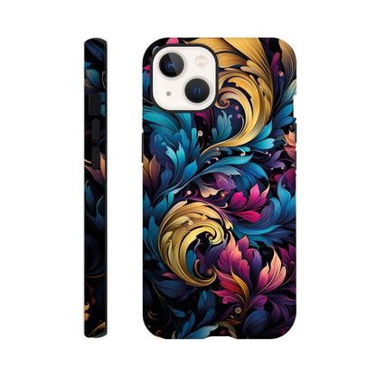 colourful leaves pattern art deco pattern- Phone Case sturdy