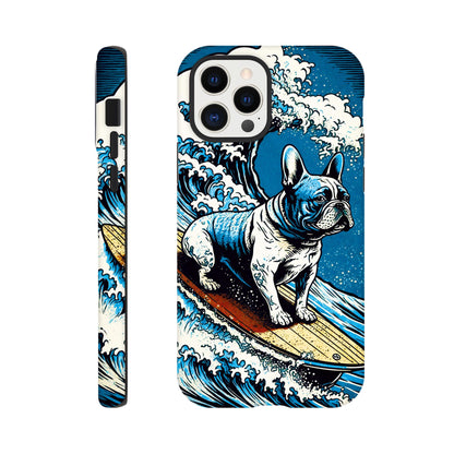 French bulldog surfing on the great wave - Phone Case Sturdy