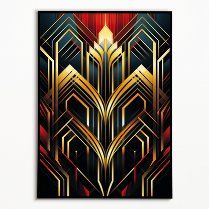 Art Deco pattern (Gold and red) - Art Print