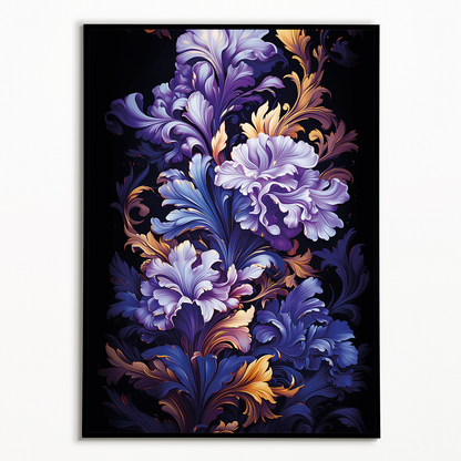 Purple flower art deco pattern - Art Print
