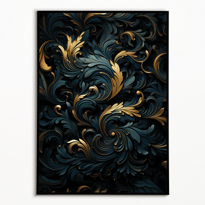 Black and gold art deco pattern - Art Print