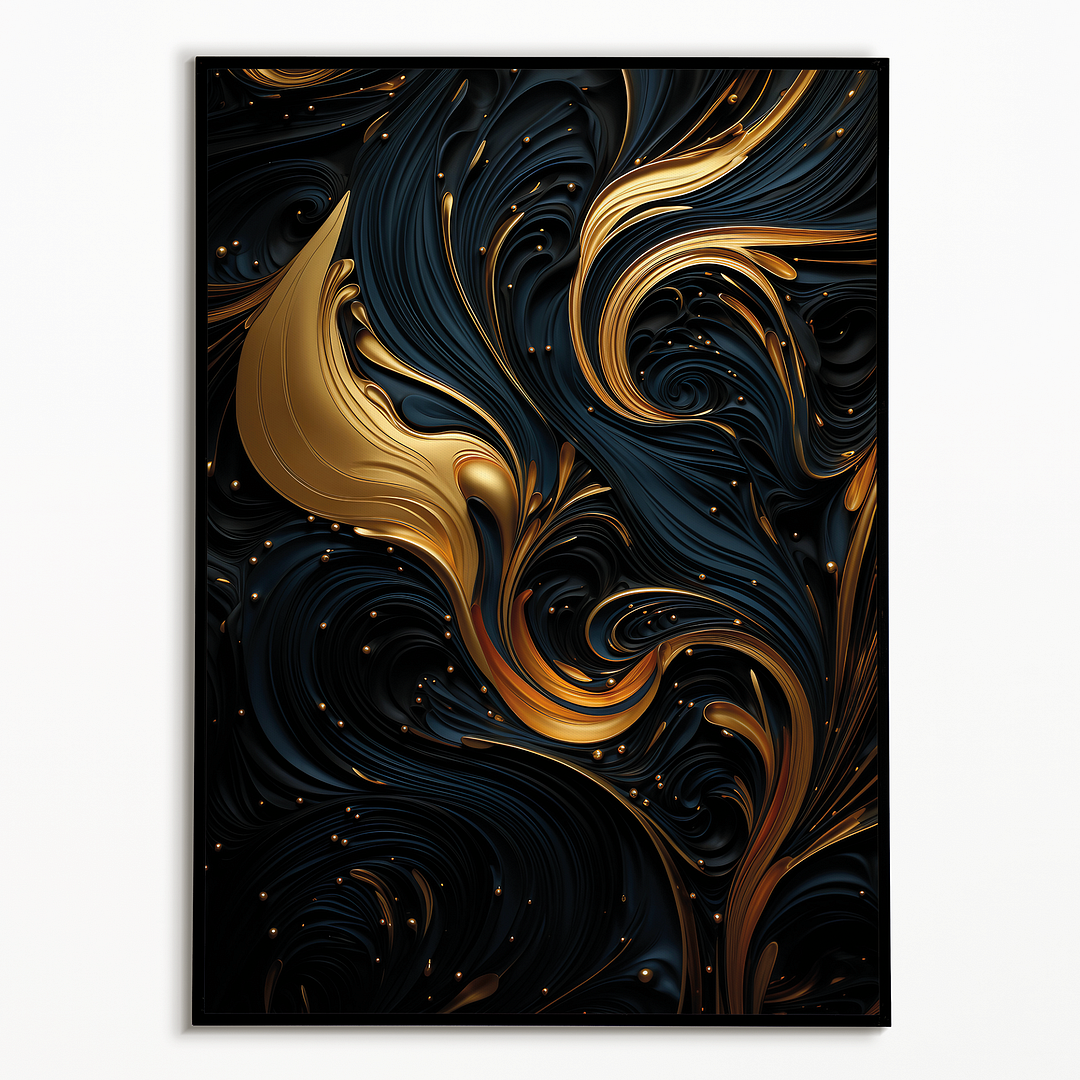 Black and gold art deco pattern II - Art Print