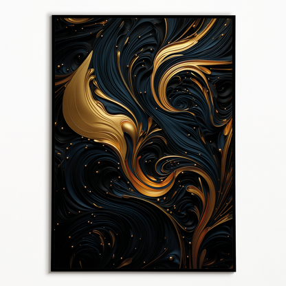 Black and gold art deco pattern II - Art Print