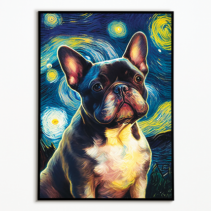 French bulldog in Van Gogh style - Art Print