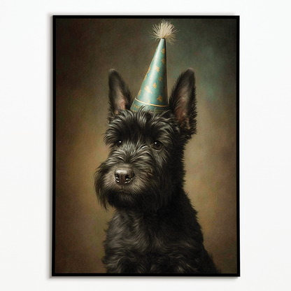 Renaissance portrait of a birthday Scottish Terrier - Art Print