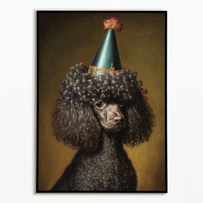 Renaissance portrait of a Black Poodle - Art Print