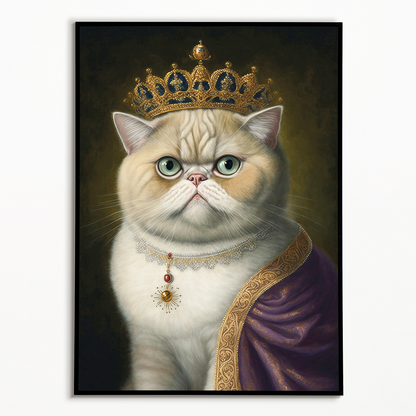 Renaissance painting of an Exotic Shorthair as a queen - Art Print