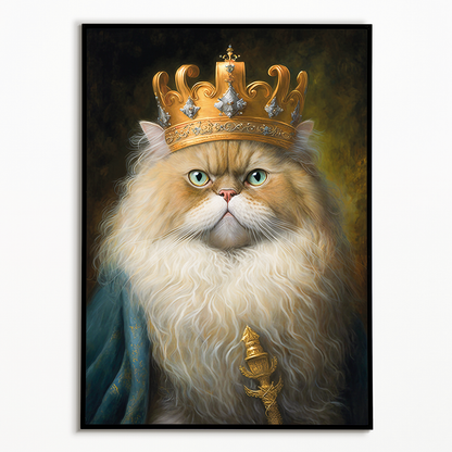 Renaissance painting of a Persian cat as a king - Art Print