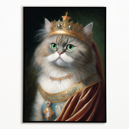 Renaissance painting of a Persian cat as a queen - Art Print