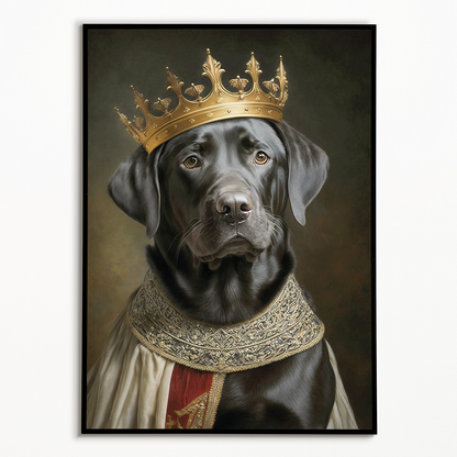 Renaissance painting of a black Labrador as a king - Art Print