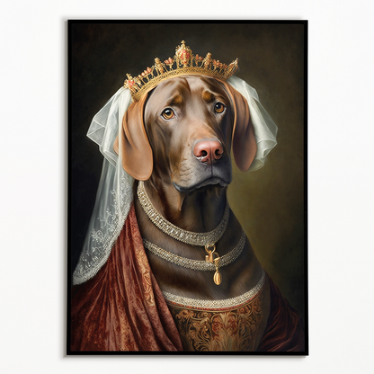 Renaissance painting of a brown Labrador as a queen - Art Print