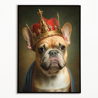 Renaissance painting of a french bulldog as a king - Art Print