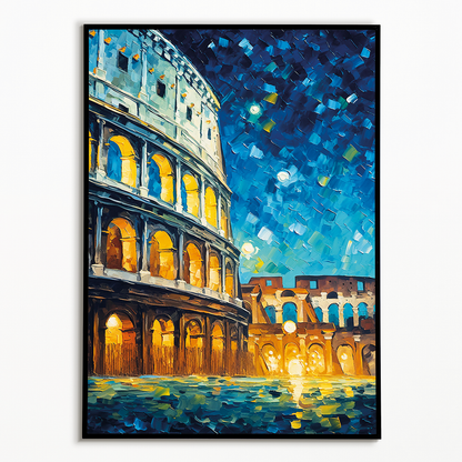 The Colosseum at night in Van Gogh style - Art Print