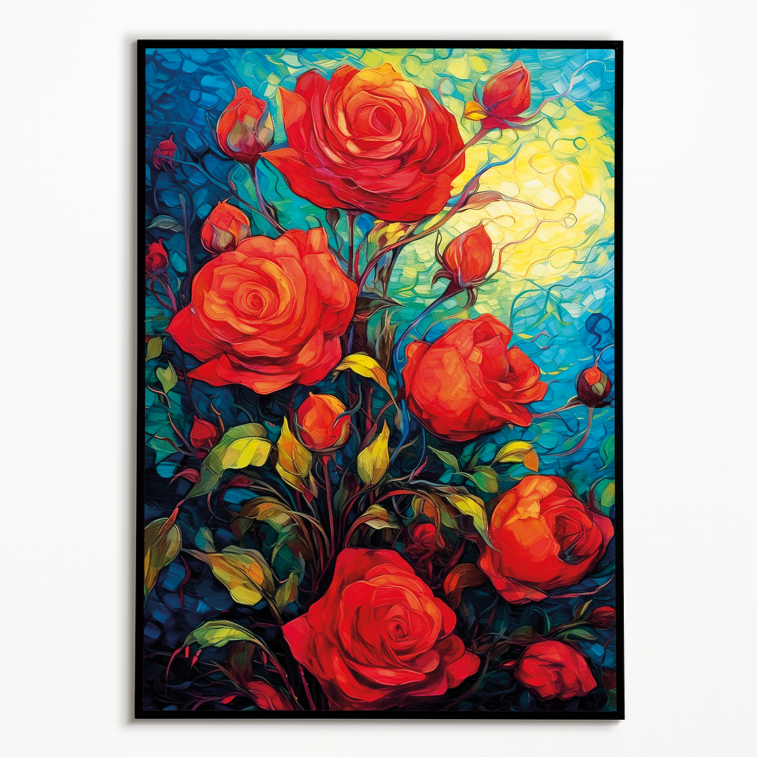 Roses in Van Gogh style - Art Print