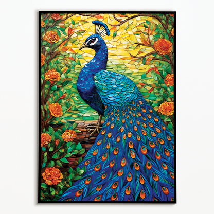 Peacock tile art - Art Print