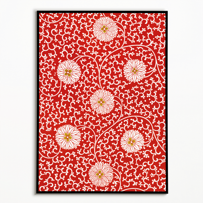 Red floral pattern - Art Print