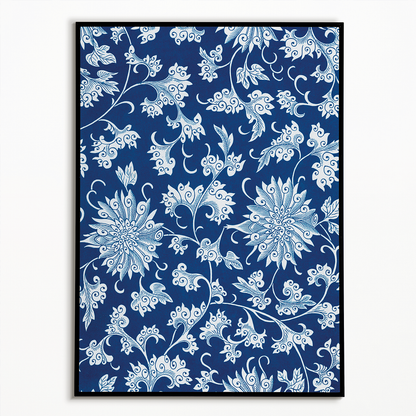 Blue flower pattern II - Art Print